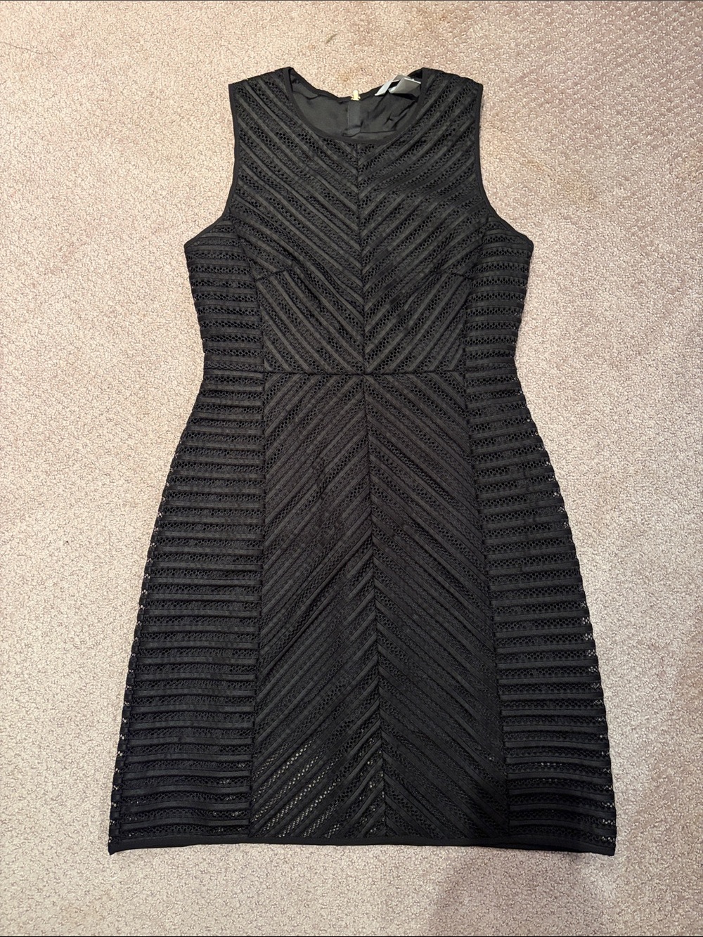 H&M Black Sleeveless Lace-Overlay Sheath Dress